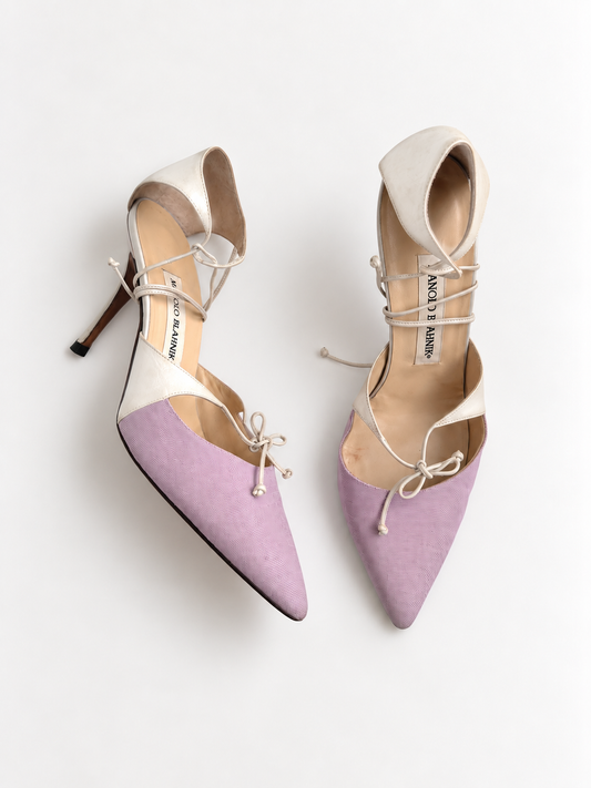 Manolo Blahnik Vintage Bi-Color Off-White & Lilac Pumps (EU 38,5 / 39)