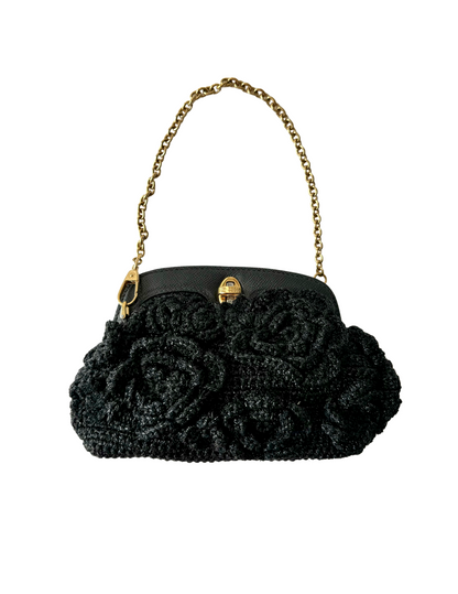 Dolce and Gabbana Black & Gold Rose Bag