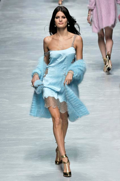 RUNWAY Blumarine FW 2008 Silk Mermaid Dress In Blue (IT 42 / M)