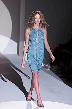 ☆ Gucci By Tom Ford S/S 2000 Turquoise Python Keyhole Midi Dress (M)