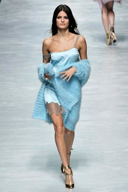 RUNWAY Blumarine FW 2008 Silk Mermaid Dress In Blue (IT 42 / M)