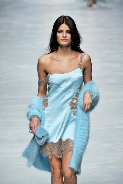 RUNWAY Blumarine FW 2008 Silk Mermaid Dress In Blue (IT 42 / M)