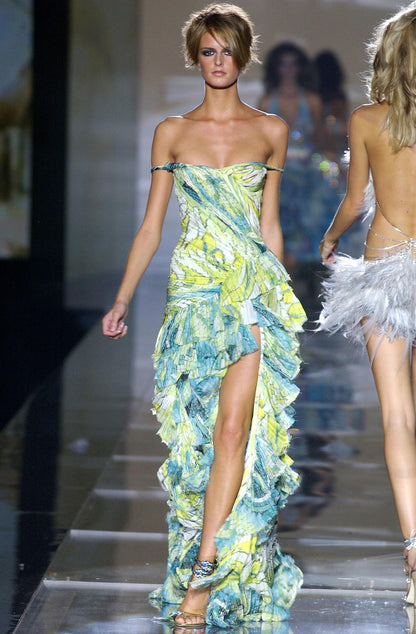 RUNWAY Roberto Cavalli S/S 2004 Silk Mosaic Shirt Dress (M)